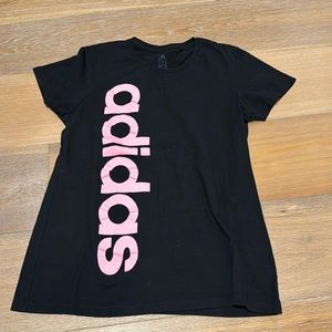 ADIDAS tee shirt with pink letters